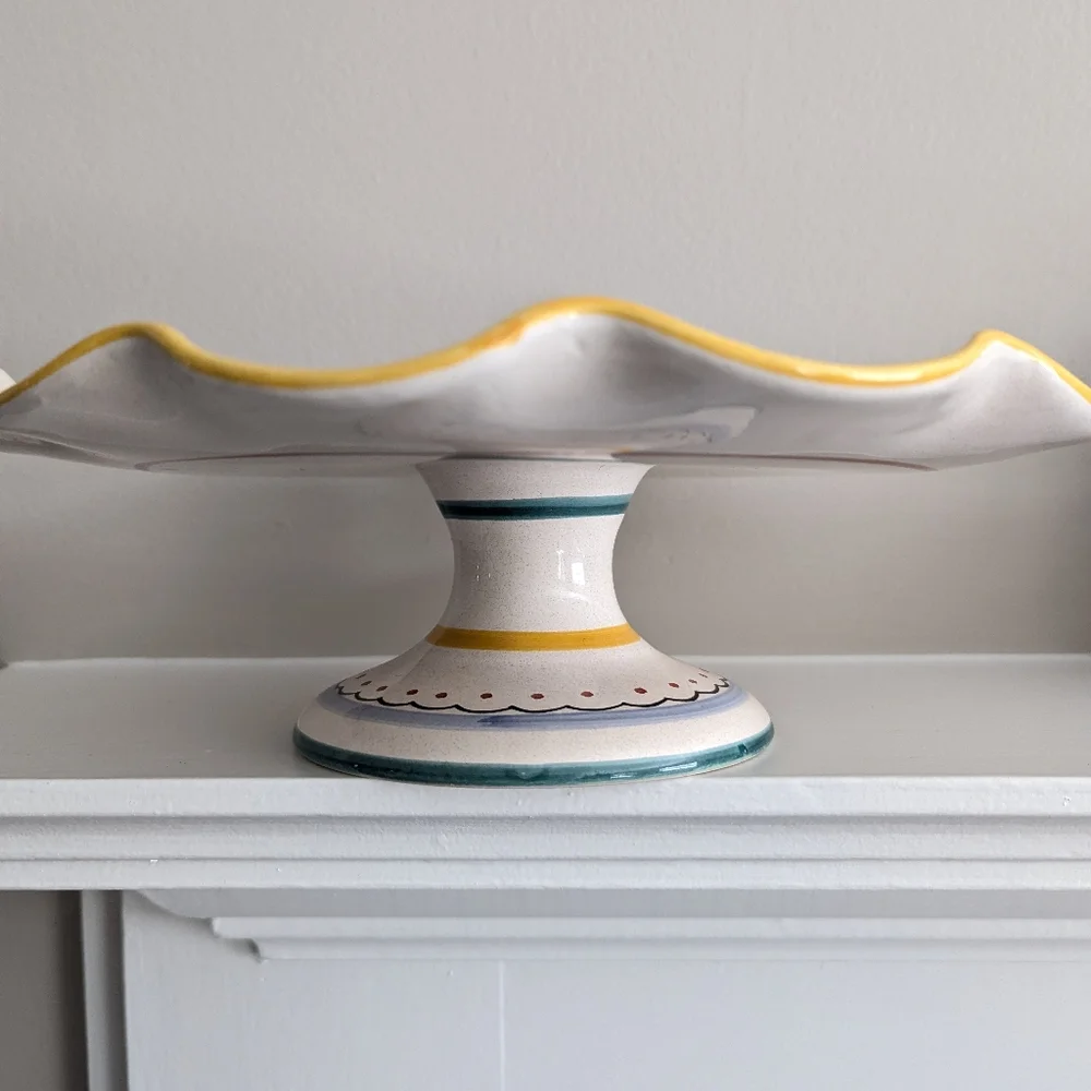 Ceramica Nova Deruta Hand Painted Cake Stand Made In Italy